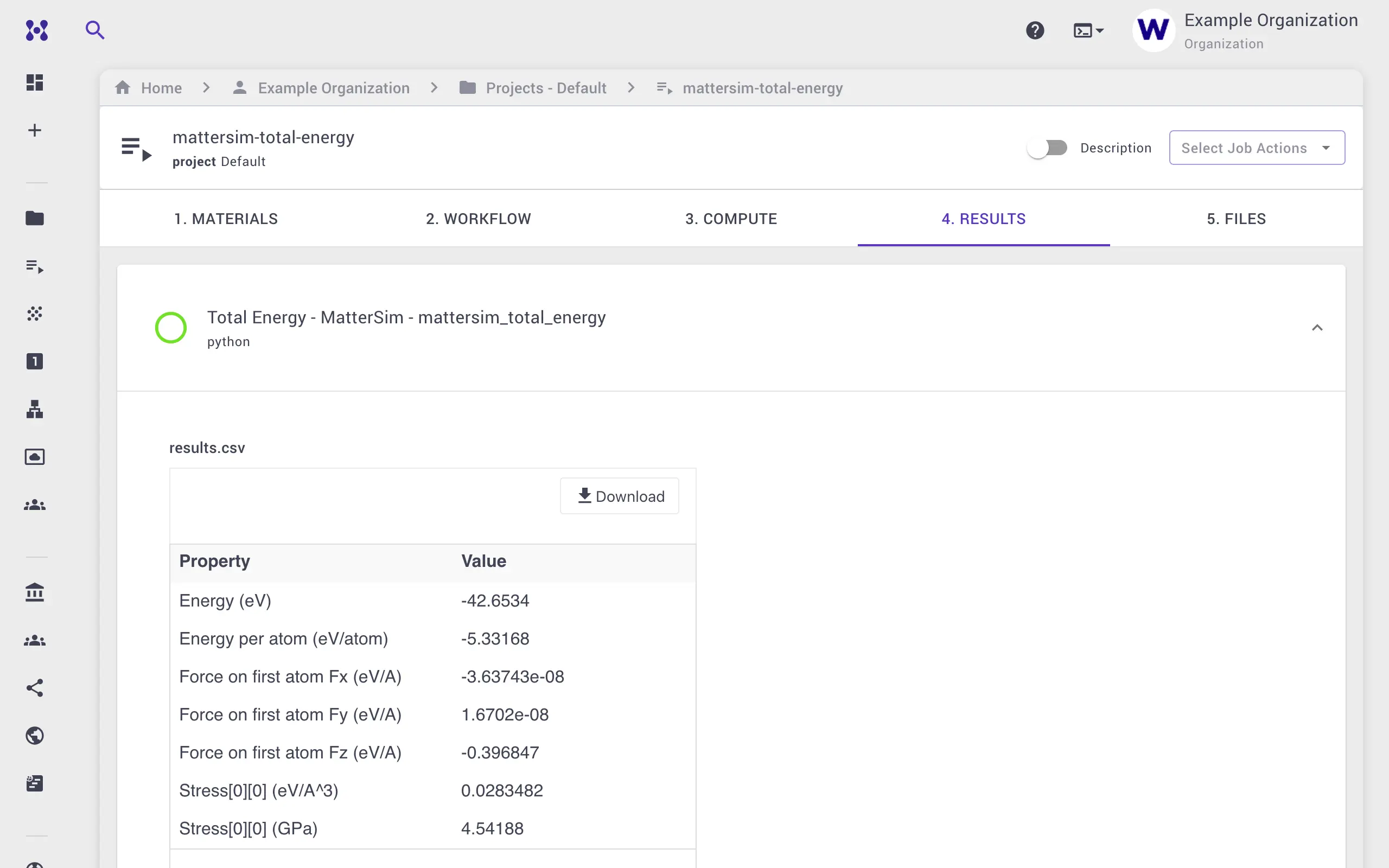 MatterSim total energy results MatterSim total energy results