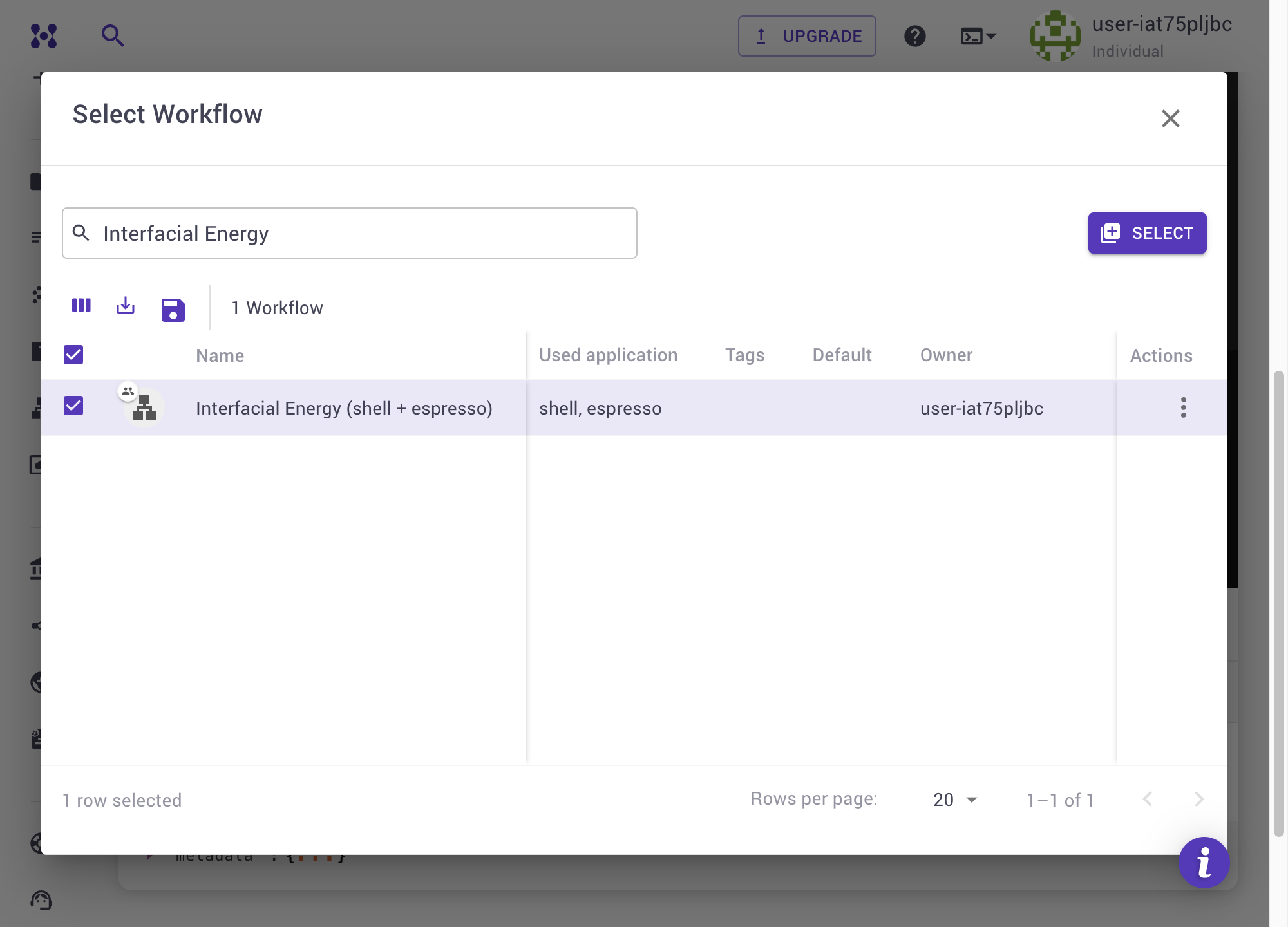 Workflow Selection